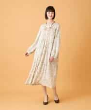 R6EED56490 HIROKO BIS(小さいサイズ)(メゾン ドゥ サンク) 【小さいサイズ】ボタニカルモチーフピンタックドレス アイボリー