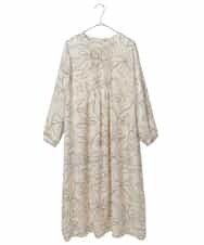 R6EED56490 HIROKO BIS(小さいサイズ)(メゾン ドゥ サンク) 【小さいサイズ】ボタニカルモチーフピンタックドレス アイボリー