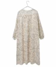 R6EED56490 HIROKO BIS(小さいサイズ)(メゾン ドゥ サンク) 【小さいサイズ】ボタニカルモチーフピンタックドレス アイボリー