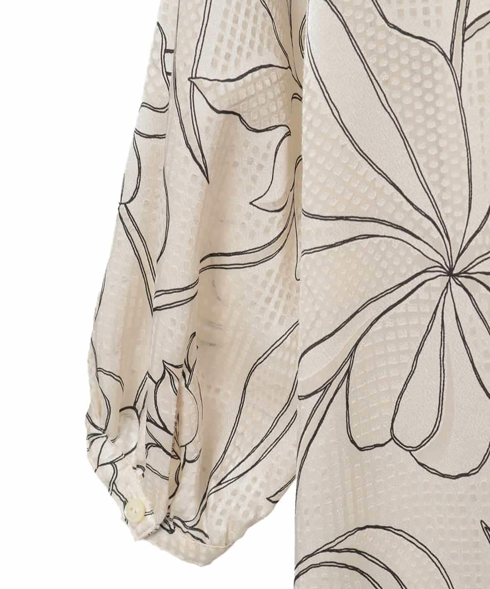 R6EED56490 HIROKO BIS(小さいサイズ)(メゾン ドゥ サンク) 【小さいサイズ】ボタニカルモチーフピンタックドレス アイボリー