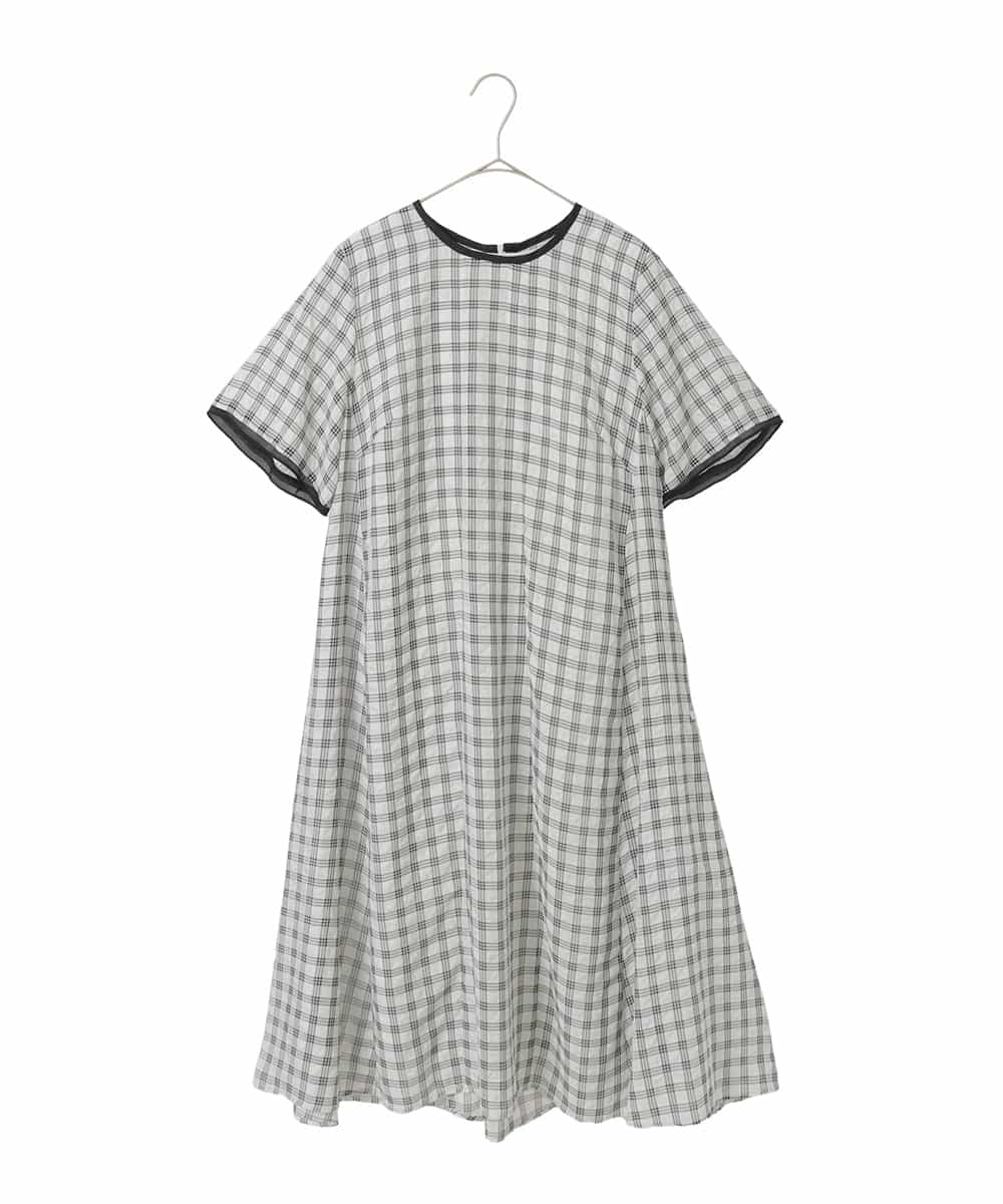 R6EIE11390 HIROKO BIS(小さいサイズ)(メゾン ドゥ サンク) 【小さいサイズ】サッカーチェック半袖ワンピース ホワイト