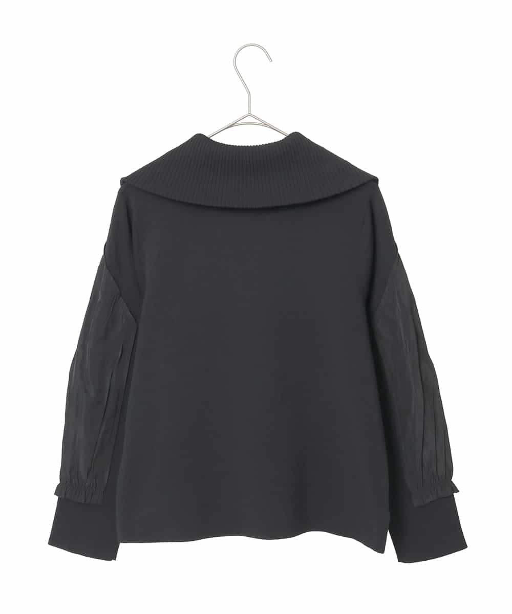 R6FAD30390 HIROKO BIS(小さいサイズ)(メゾン ドゥ サンク) 【小さいサイズ】異素材ジョイントニットブルゾン ブラック