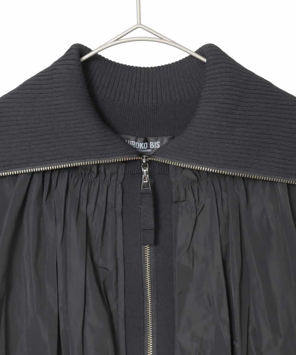 R6FAD30390 HIROKO BIS(小さいサイズ)(メゾン ドゥ サンク) 【小さいサイズ】異素材ジョイントニットブルゾン ブラック