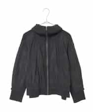 R6FAD30390 HIROKO BIS(小さいサイズ)(メゾン ドゥ サンク) 【小さいサイズ】異素材ジョイントニットブルゾン ブラック