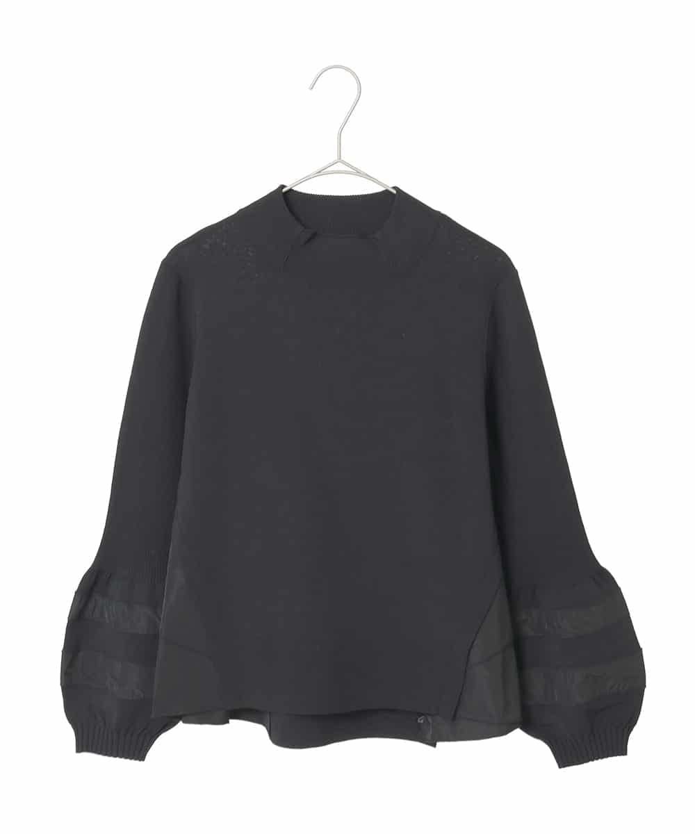 R6FAD31360 HIROKO BIS(小さいサイズ)(メゾン ドゥ サンク) 【小さいサイズ】異素材ジョイントニットプルオーバー ブラック