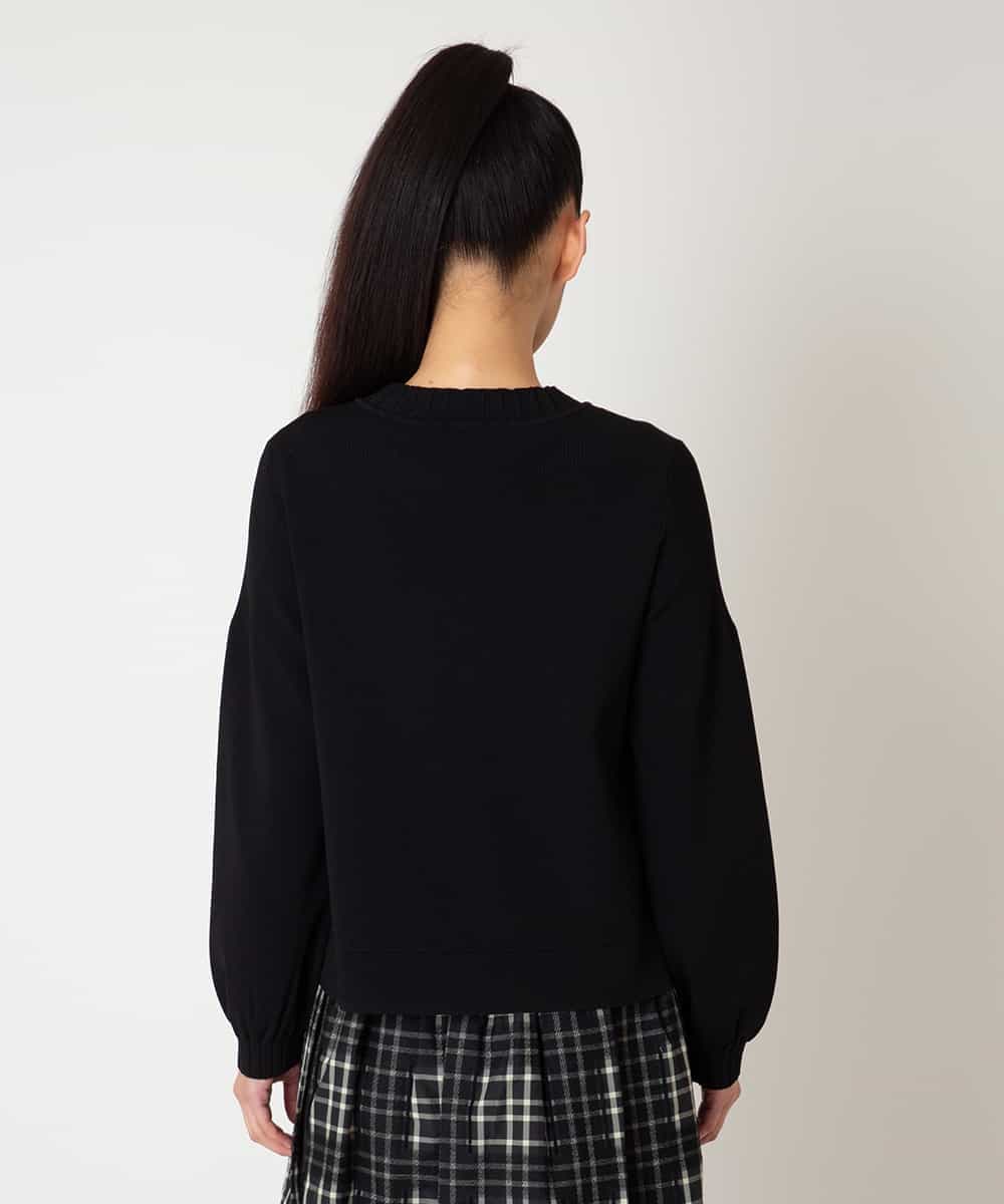R6FAF70430 HIROKO BIS(小さいサイズ)(メゾン ドゥ サンク) 【小さいサイズ】レースドッキングニットカーディガン ブラック