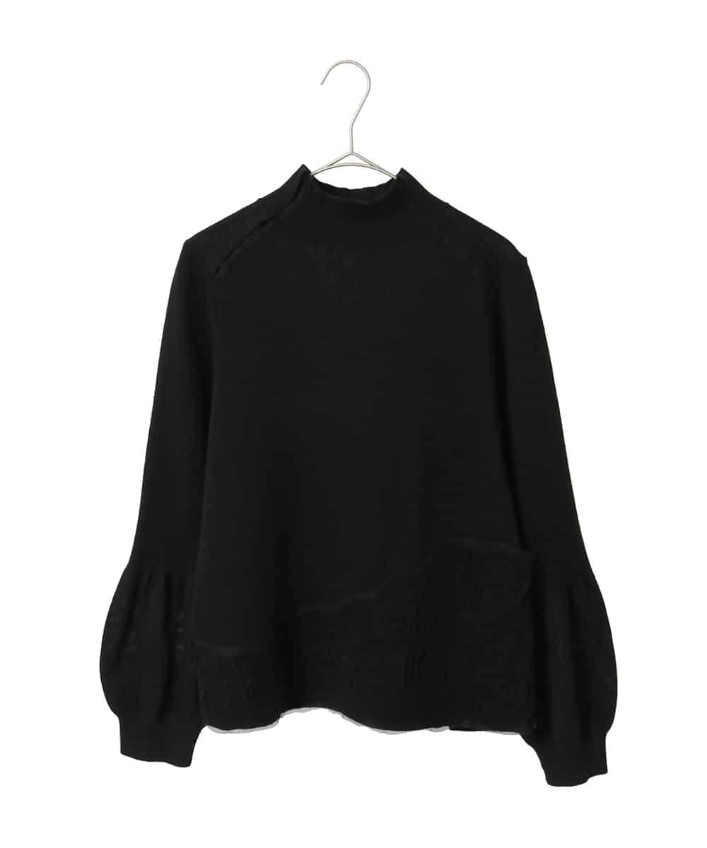 R6FAG42360 HIROKO BIS(小さいサイズ)(メゾン ドゥ サンク) 【小さいサイズ】カットモチーフウールニットプルオーバー ブラック