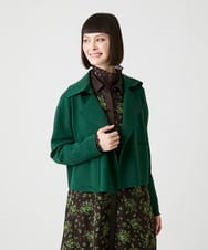 R6FLE10330 HIROKO BIS(小さいサイズ)(メゾン ドゥ サンク) 【小さいサイズ】ミラノリブショート丈ニットジャケット グリーン