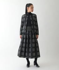 R6HAE52330 HIROKO BIS(小さいサイズ)(メゾン ドゥ サンク) 【小さいサイズ】チェックジャカードシャーリングスカート ブラック