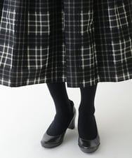 R6HAE52330 HIROKO BIS(小さいサイズ)(メゾン ドゥ サンク) 【小さいサイズ】チェックジャカードシャーリングスカート ブラック