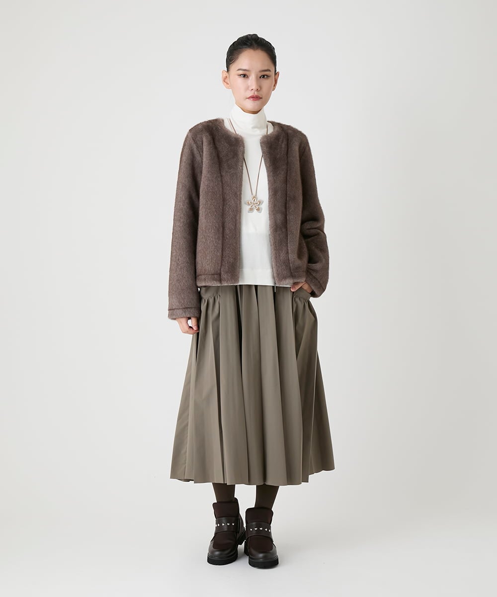R6JAG40490 HIROKO BIS(小さいサイズ)(メゾン ドゥ サンク) 【小さいサイズ】エコファーショートジャケット ベージュ