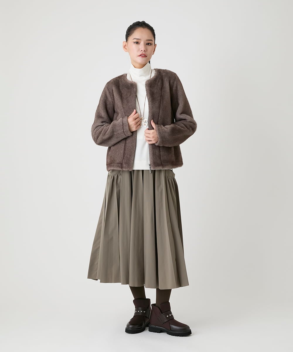 R6JAG40490 HIROKO BIS(小さいサイズ)(メゾン ドゥ サンク) 【小さいサイズ】エコファーショートジャケット ベージュ