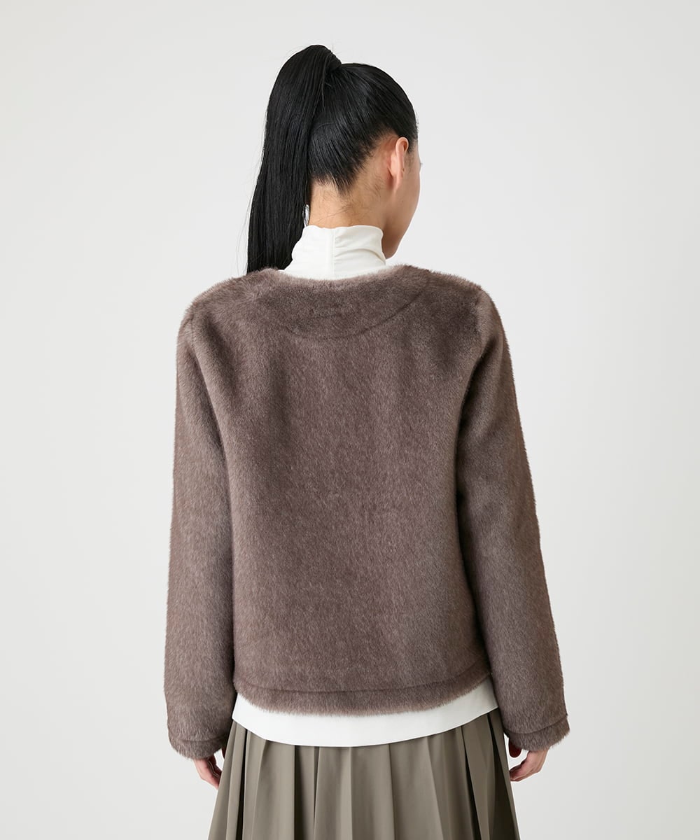 R6JAG40490 HIROKO BIS(小さいサイズ)(メゾン ドゥ サンク) 【小さいサイズ】エコファーショートジャケット ベージュ