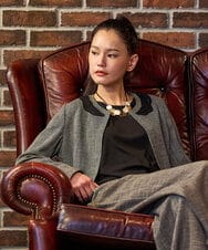 R6JFD01360 HIROKO BIS(小さいサイズ)(メゾン ドゥ サンク) 【小さいサイズ】ツイーディーメッシュコンパクトジャケット ブラック