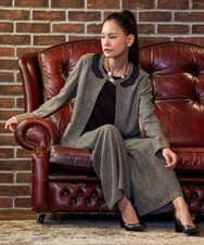 R6JFD01360 HIROKO BIS(小さいサイズ)(メゾン ドゥ サンク) 【小さいサイズ】ツイーディーメッシュコンパクトジャケット ブラック
