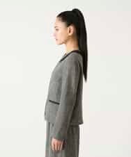 R6JFD01360 HIROKO BIS(小さいサイズ)(メゾン ドゥ サンク) 【小さいサイズ】ツイーディーメッシュコンパクトジャケット ブラック