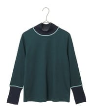 R6KAD10190 HIROKO BIS(小さいサイズ)(メゾン ドゥ サンク) 【小さいサイズ】配色アクセントハイネックインナープルオーバー グリーン