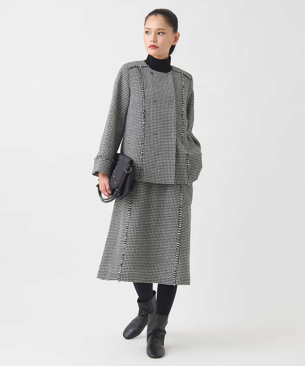 R6KAD10190 HIROKO BIS(小さいサイズ)(メゾン ドゥ サンク) 【小さいサイズ】配色アクセントハイネックインナープルオーバー グリーン