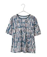 R6KGE03190 HIROKO BIS(小さいサイズ)(メゾン ドゥ サンク) 【小さいサイズ】エスニックグラフィックデザインカットソー ベージュ