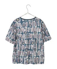 R6KGE03190 HIROKO BIS(小さいサイズ)(メゾン ドゥ サンク) 【小さいサイズ】エスニックグラフィックデザインカットソー ベージュ
