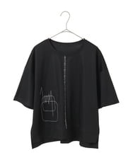 R6KIE10190 HIROKO BIS(小さいサイズ)(メゾン ドゥ サンク) 【小さいサイズ/接触冷感】ミシンステッチボクシーシルエットTシャツ カーキ