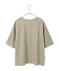 R6KIE10190 HIROKO BIS(小さいサイズ)(メゾン ドゥ サンク) 【小さいサイズ/接触冷感】ミシンステッチボクシーシルエットTシャツ カーキ