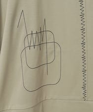 R6KIE10190 HIROKO BIS(小さいサイズ)(メゾン ドゥ サンク) 【小さいサイズ/接触冷感】ミシンステッチボクシーシルエットTシャツ カーキ