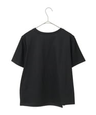 R6KIE11190 HIROKO BIS(小さいサイズ)(メゾン ドゥ サンク) 【小さいサイズ/接触冷感】異素材切り替えフラワー刺繍デザインTシャツ ブラック