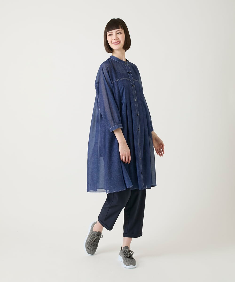 R6LGE40230 HIROKO BIS(小さいサイズ)(メゾン ドゥ サンク) 【小さいサイズ】ウエストギャザーストレッチパンツ ネイビー