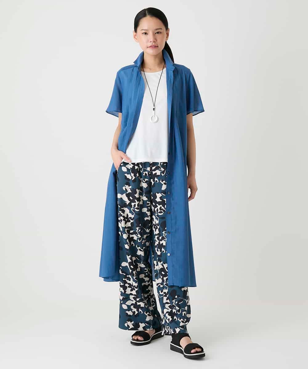 R6LHE13290 HIROKO BIS(小さいサイズ)(メゾン ドゥ サンク) 【小さいサイズ】フラワープリントサイドラインデザインパンツ ブルー