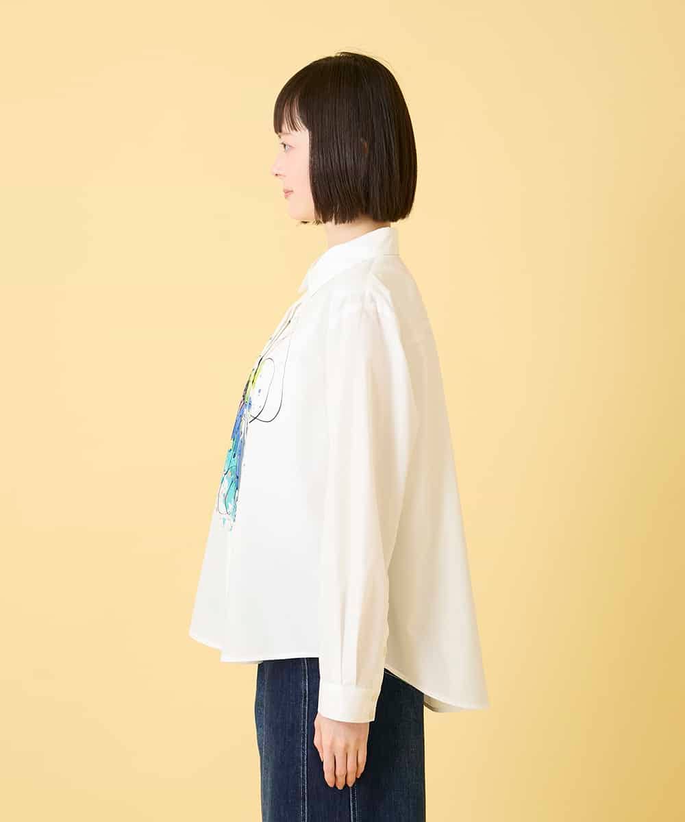 RBBED30270 HIROKO BIS(ヒロコ ビス) ドローイングフラワーブラウス /洗える ホワイト