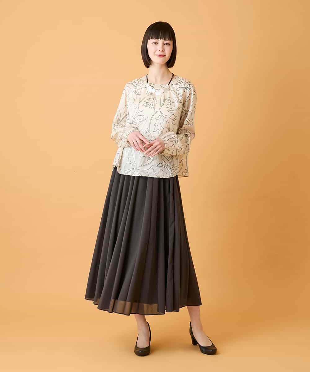 RBBED55290 HIROKO BIS(ヒロコ ビス) ボタニカルモチーフプルオーバーブラウス /洗える アイボリー