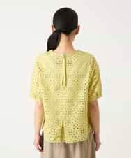 RBBFD33270 HIROKO BIS(ヒロコ ビス) アイレット刺繍タックヘムブラウス /洗える ライトイエロー