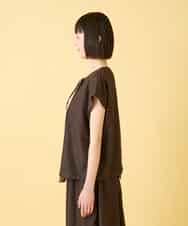 RBBGE11260 HIROKO BIS(ヒロコ ビス) カラーブロックデザインブラウス /洗える ブラウン