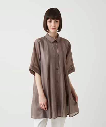 RBBIE03270  メッシュアクセントシアーチュニックシャツ /洗える