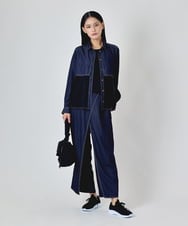 RBBJD01290 HIROKO BIS(ヒロコ ビス) デニムライクツイルシアードッキングブラウス /洗える ネイビー