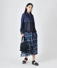 RBBJD01290 HIROKO BIS(ヒロコ ビス) デニムライクツイルシアードッキングブラウス /洗える ネイビー