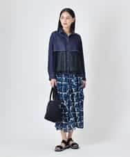 RBBJD01290 HIROKO BIS(ヒロコ ビス) デニムライクツイルシアードッキングブラウス /洗える ネイビー
