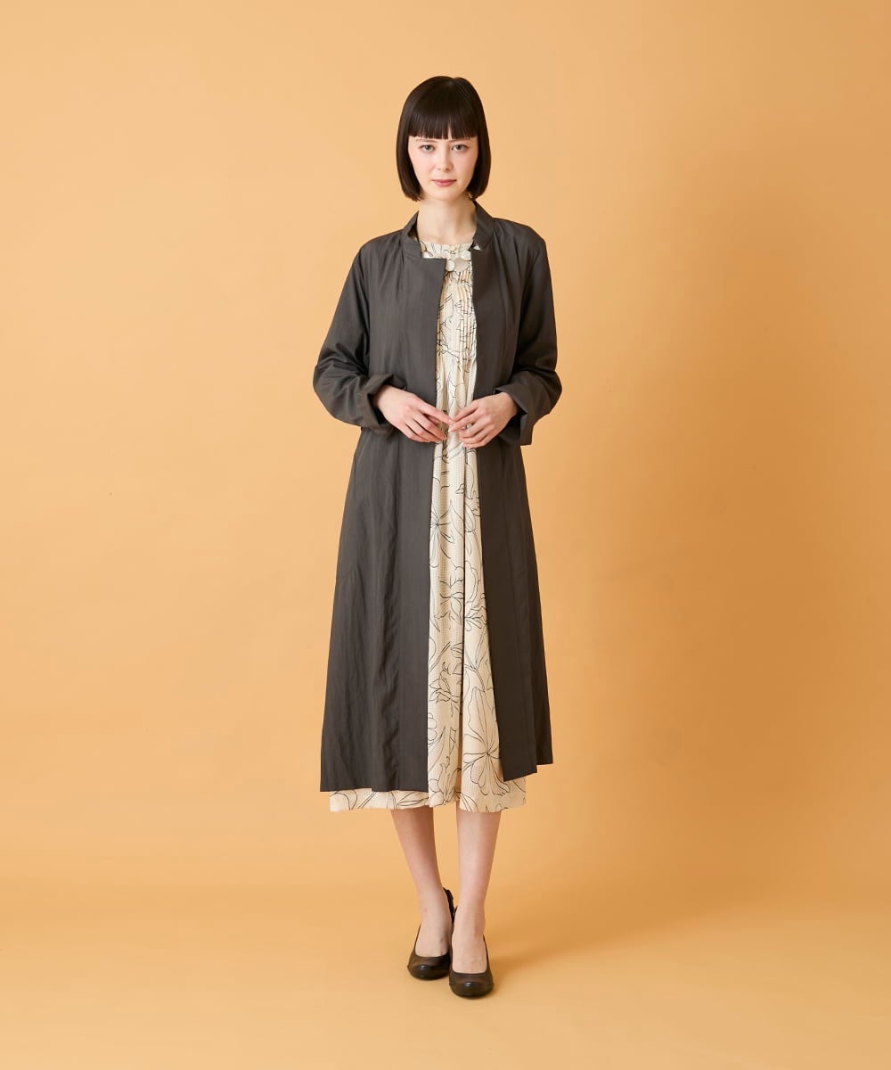 RBEED56490 HIROKO BIS(ヒロコ ビス) ボタニカルモチーフピンタックワンピース /洗える アイボリー