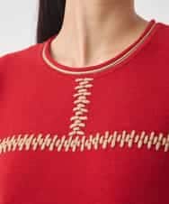 RBFAD36360 HIROKO BIS(ヒロコ ビス) プレーティング刺繍ニットチュニック レッド