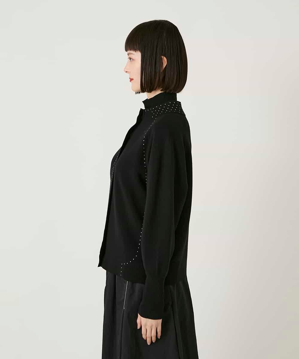 RBFAE45360 HIROKO BIS(ヒロコ ビス) スタッズアクセントニットカーディガン ブラック