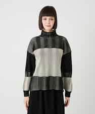 RBFLE21330 HIROKO BIS(ヒロコ ビス) 切り替え配色デザインニットプルオーバー ブラック