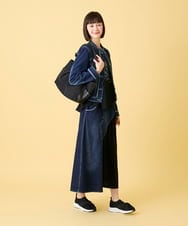 RBHED11270 HIROKO BIS(ヒロコ ビス) 異素材ジョイントリメイク風デニムスカート /洗濯機で洗える ネイビー