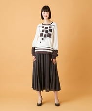 RBHED51290 HIROKO BIS(ヒロコ ビス) かまぼこプリーツスカート /洗える チャコールブラウン