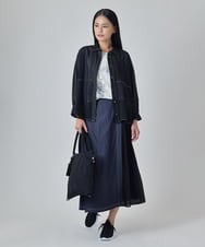 RBHJD02290 HIROKO BIS(ヒロコ ビス) デニムライクツイルシアーラップスカート /洗える ネイビー
