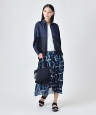 RBHJD21290 HIROKO BIS(ヒロコ ビス) 変形チェックアシンメトリーデザインスカート /洗える ネイビー