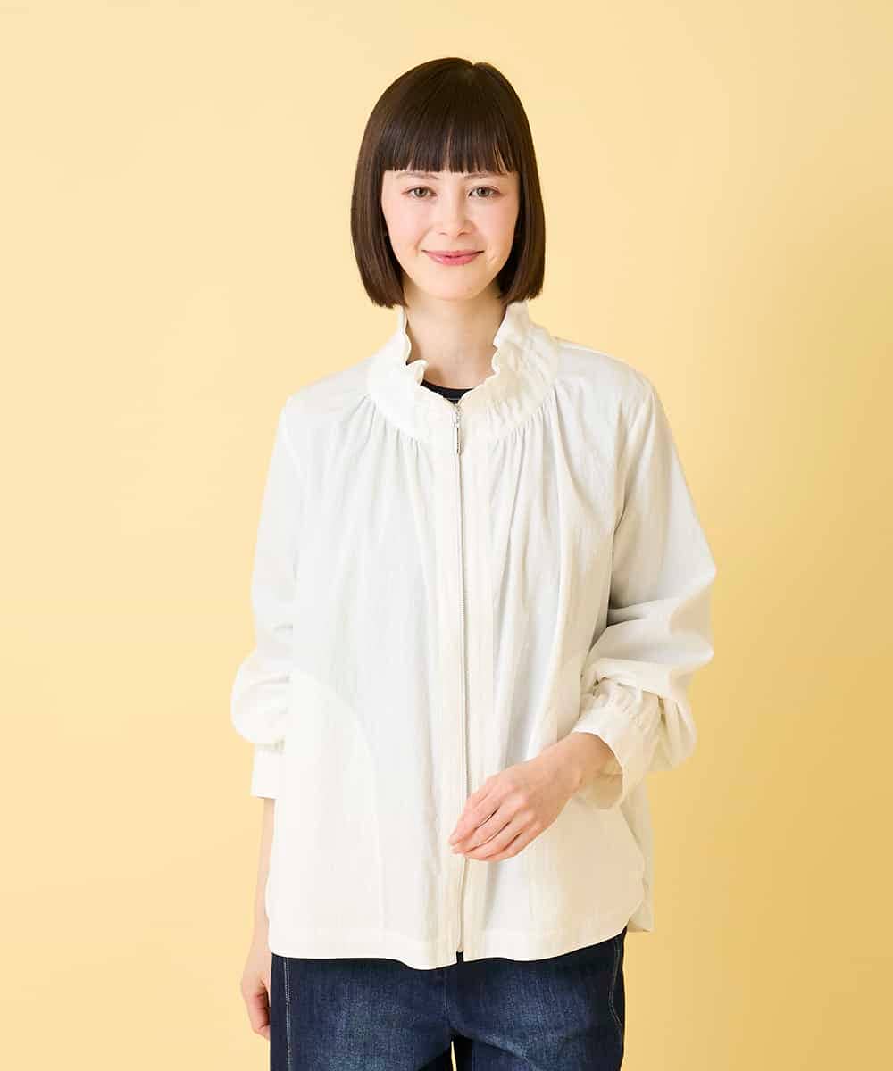 RBJED01390 HIROKO BIS(ヒロコ ビス) ナチュラルワッシャーギャザーライトブルゾン ホワイト