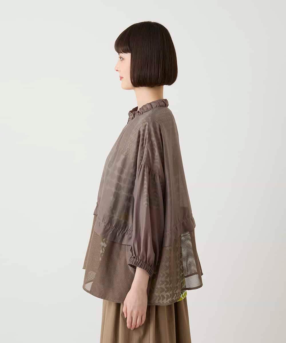 RBJIE01290 HIROKO BIS(ヒロコ ビス) メッシュアクセントジップアップブルゾン /洗える ブラウン