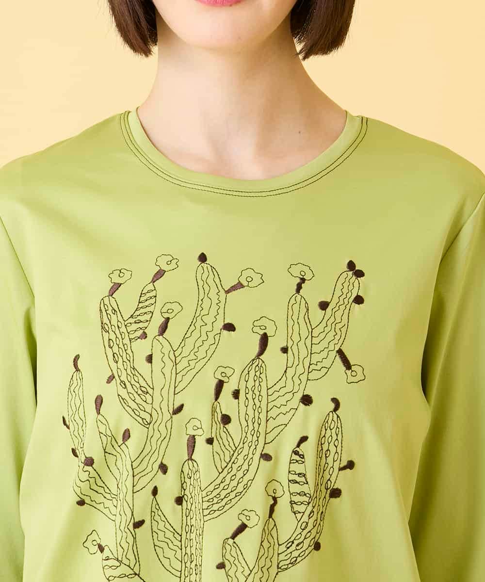 RBKED22190 HIROKO BIS(ヒロコ ビス) サボテン刺繍コットンTシャツ /洗える イエロー