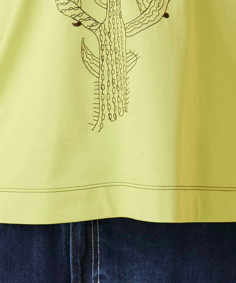 RBKED22190 HIROKO BIS(ヒロコ ビス) サボテン刺繍コットンTシャツ /洗える イエロー